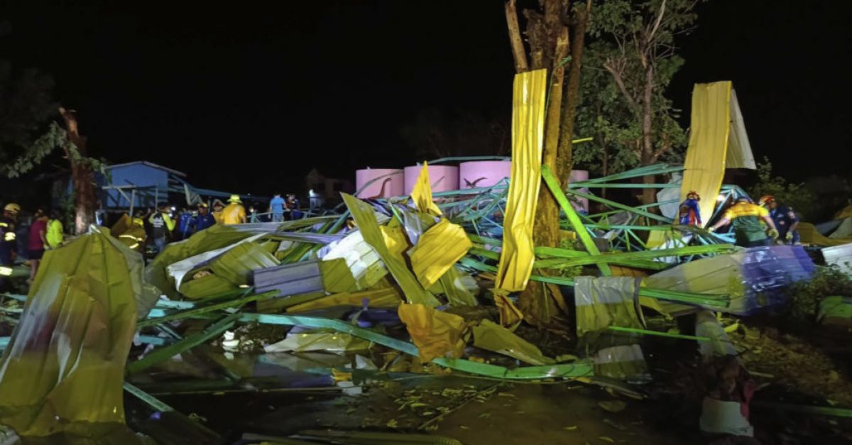 Seven killed sheltering from the rain as roof collapses at school in Thailand