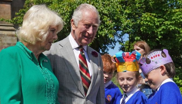 Britain's King And Queen Meet Eight-Year-Olds Called Charles And Camilla In Armagh