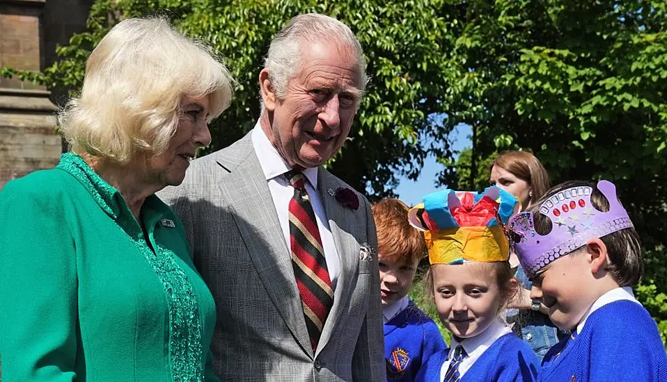 Britain's King And Queen Meet Eight-Year-Olds Called Charles And Camilla In Armagh