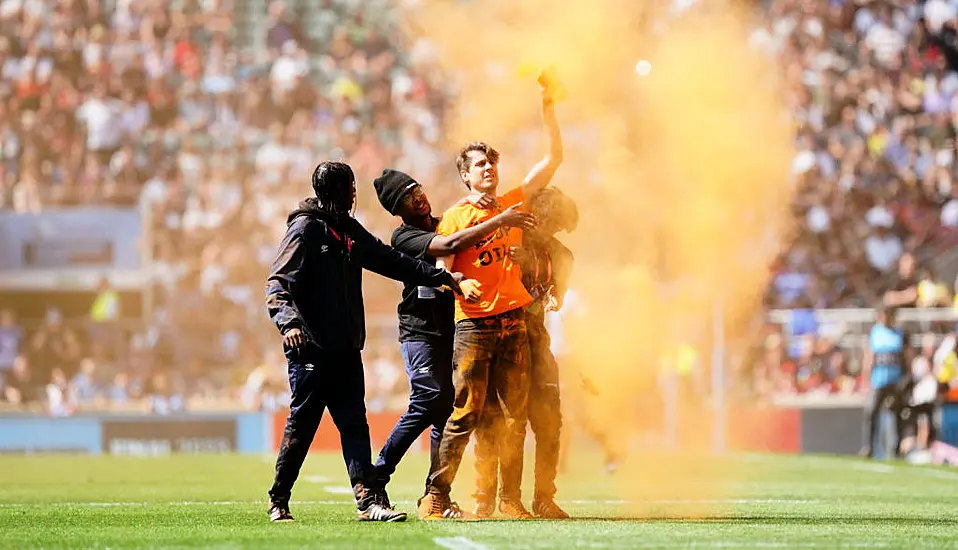 Just Stop Oil Protesters Invade Pitch And Throw Orange Powder At Twickenham Rugby Final