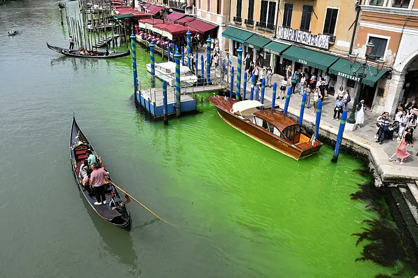 Venice Police Investigate Bright Green Liquid In Grand Canal