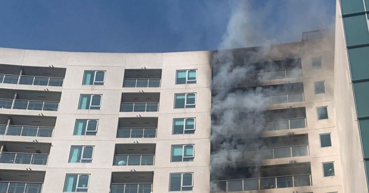 Firefighters tackle blaze at Dublin high-rise apartment building