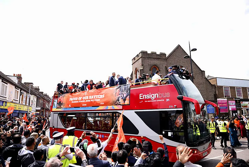 Fans Celebrate Luton’s Fairytale Promotion To Premier League At Civic Parade