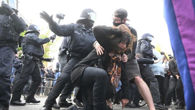 German Protesters Clash With Police After Woman Jailed Over Attacks On Neo-Nazis