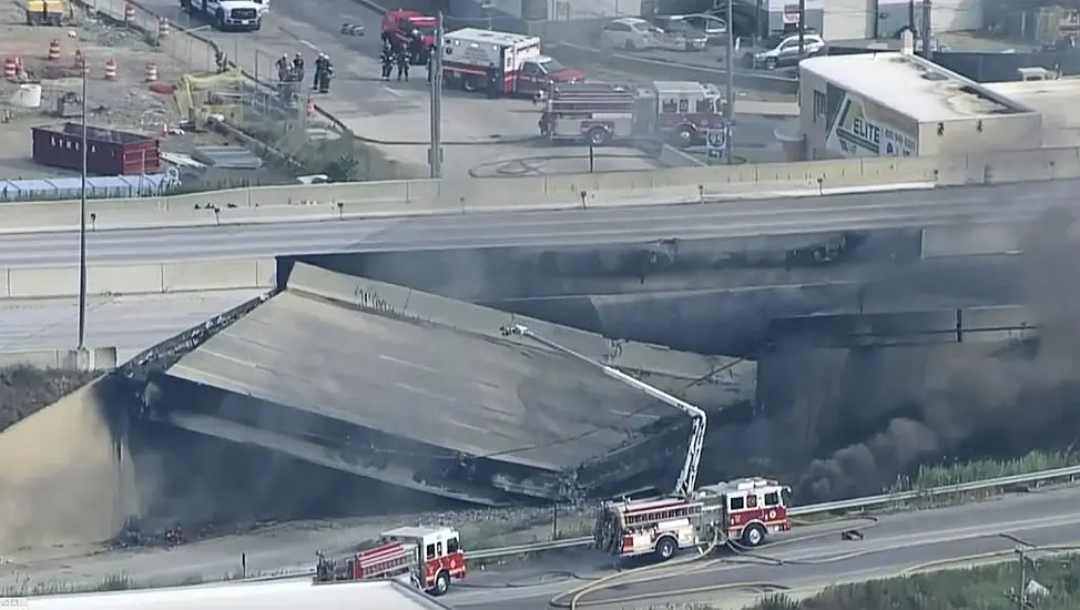 Raised Stretch Of Motorway In Philadelphia Collapses After Fire