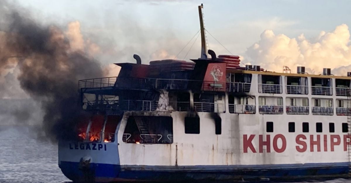 All 120 on board rescued after Philippines ferry catches fire at sea