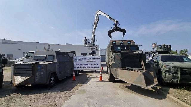 Mexican Authorities Destroy 14 Homemade Armoured Cars Used By Drug Cartels