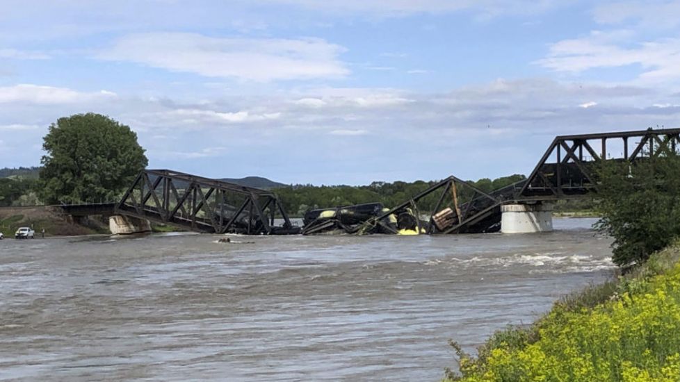 Freight Train Falls Into River After Montana Bridge Collapse