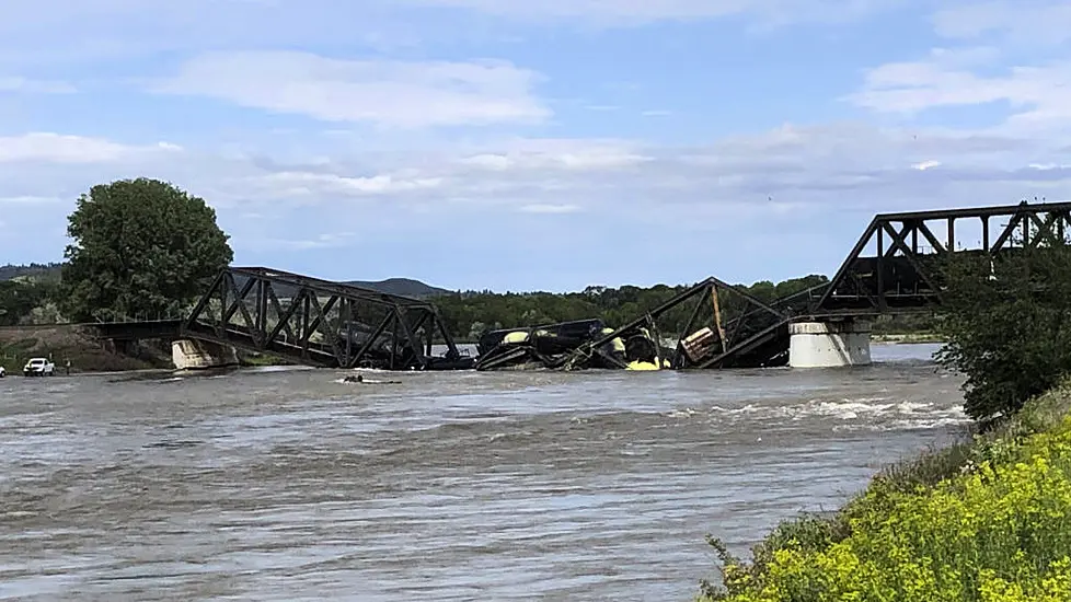 Freight Train Falls Into River After Montana Bridge Collapse