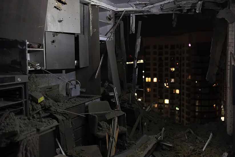 Buildings Damaged In Kyiv By Russian Drone Strike Overnight