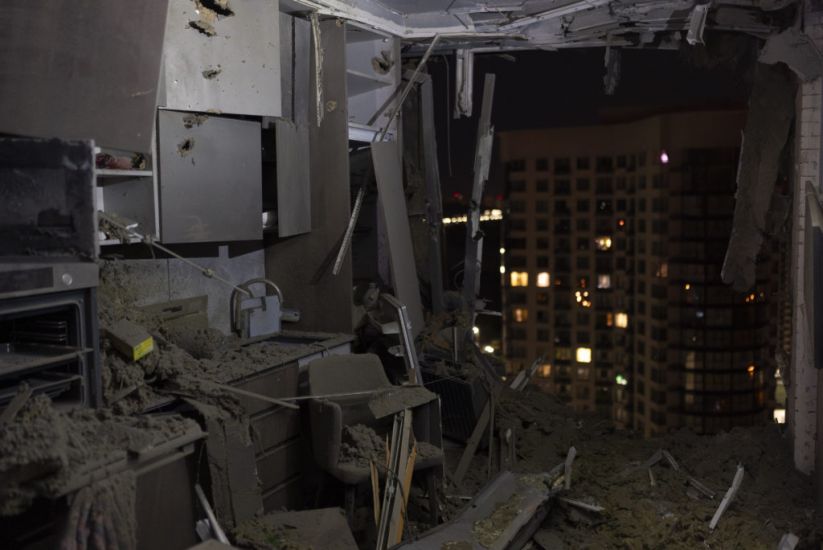 Buildings Damaged In Kyiv By Russian Drone Strike Overnight