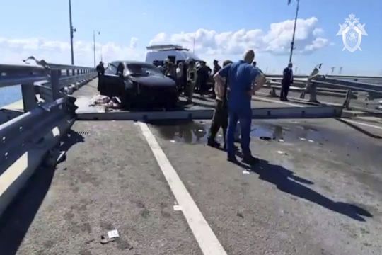 Moscow Blames Ukraine After Key Bridge To Crimea Attacked Again