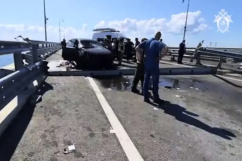 Moscow Blames Ukraine After Key Bridge To Crimea Attacked Again