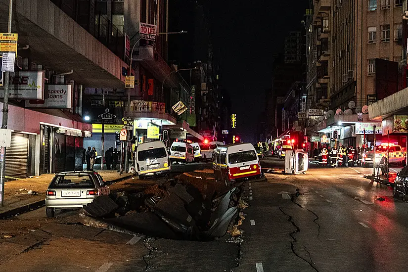 Suspected Underground Gas Explosion Rips Open Roads In Johannesburg