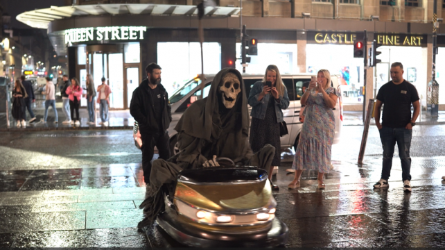 Death On A Dodgem: Grim Reaper On Glasgow Streets As Part Of Banksy’s Hit Show