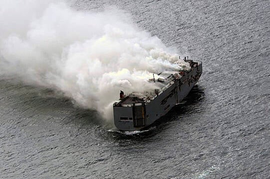 Fire Still Burning On Ship Carrying 3,000 Cars Near Bird Habitat