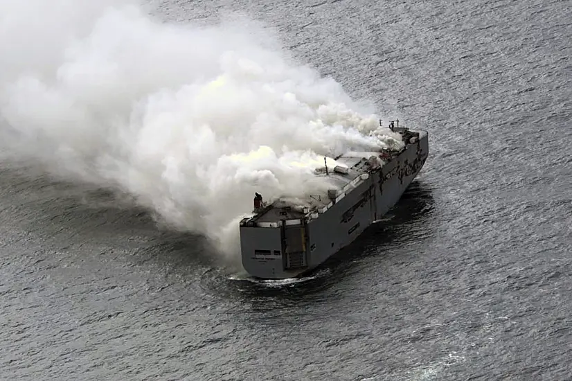 Salvage Crews Board Burning Cargo Ship Off Dutch Coast