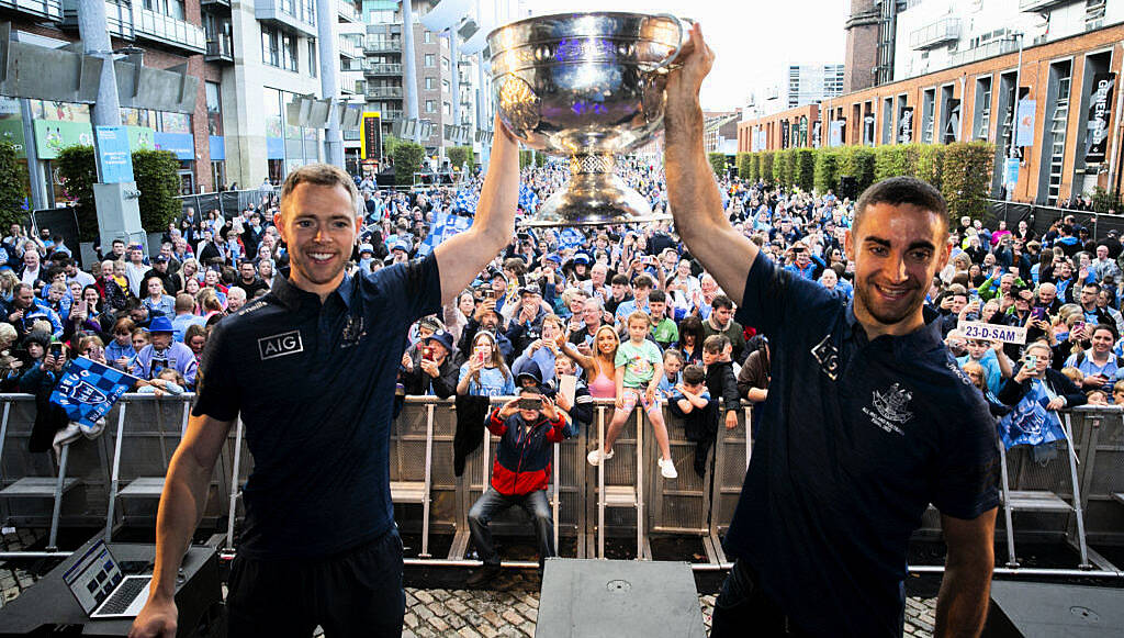 Hundreds of fans celebrate Dublin's All-Ireland title win in Smithfield