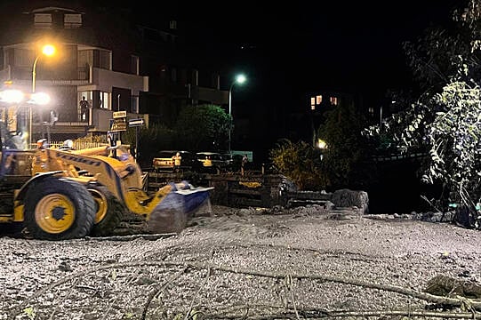 Crews Clear Streets After Mudslide Swamps Town In Italian Alps