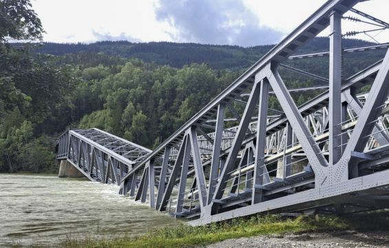 Railway Bridge Collapses In Norway After Torrential Rain