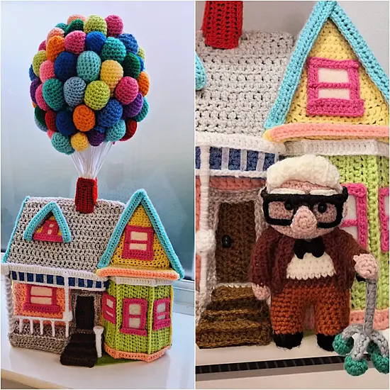 Disney Fan Creates Miniature Crocheted Version Of Infamous Balloon House In Up