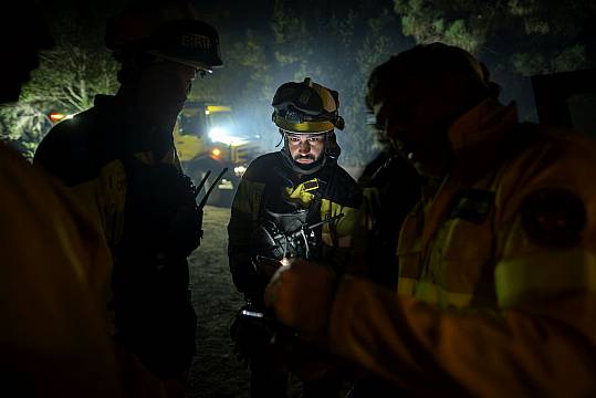 Firefighters Battle Through The Night To Halt Wildfire In Tenerife