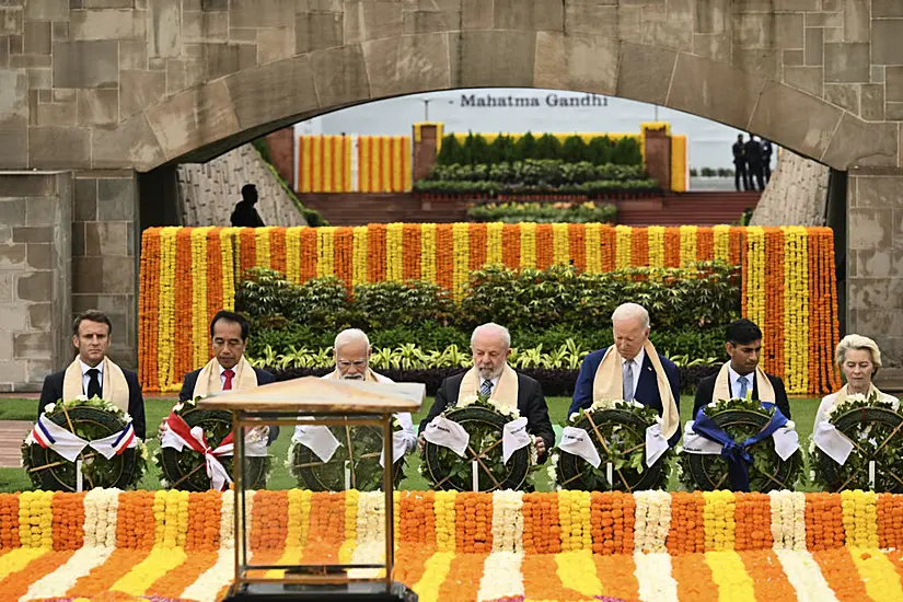 G20 Leaders Pay Respects At Gandhi Memorial On Final Day Of India Summit