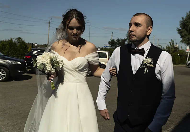 Village Celebrates Wedding Of Blinded Ukrainian Soldier