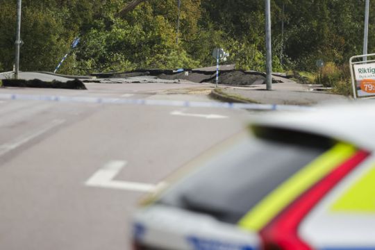 Three Injured After Landslide In Sweden Causes Huge Sinkhole On Highway