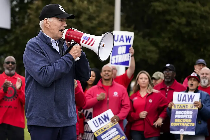 Biden Visits Car Workers’ Picket Line In Michigan As Strike Continues