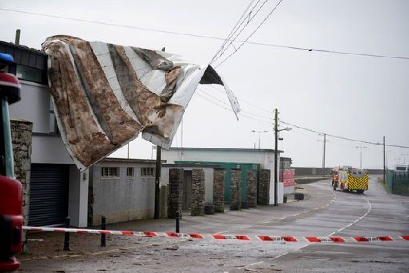The Scene In Youghal, Co Cork, Where A Roof Has Been Blown From A Building.