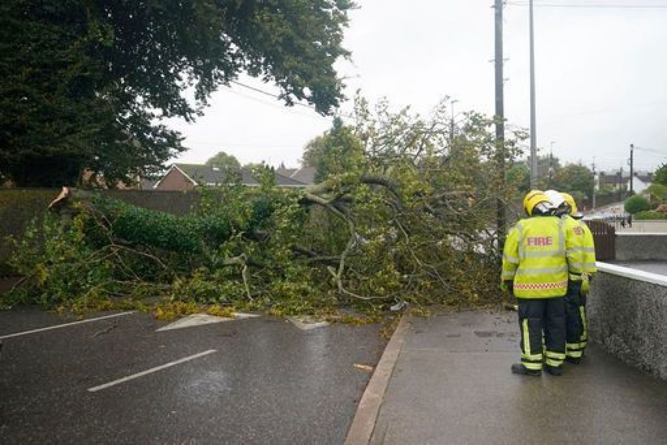 Emergency Services At The Scene Of A Fallen Tree Near Blackrock In Cork.