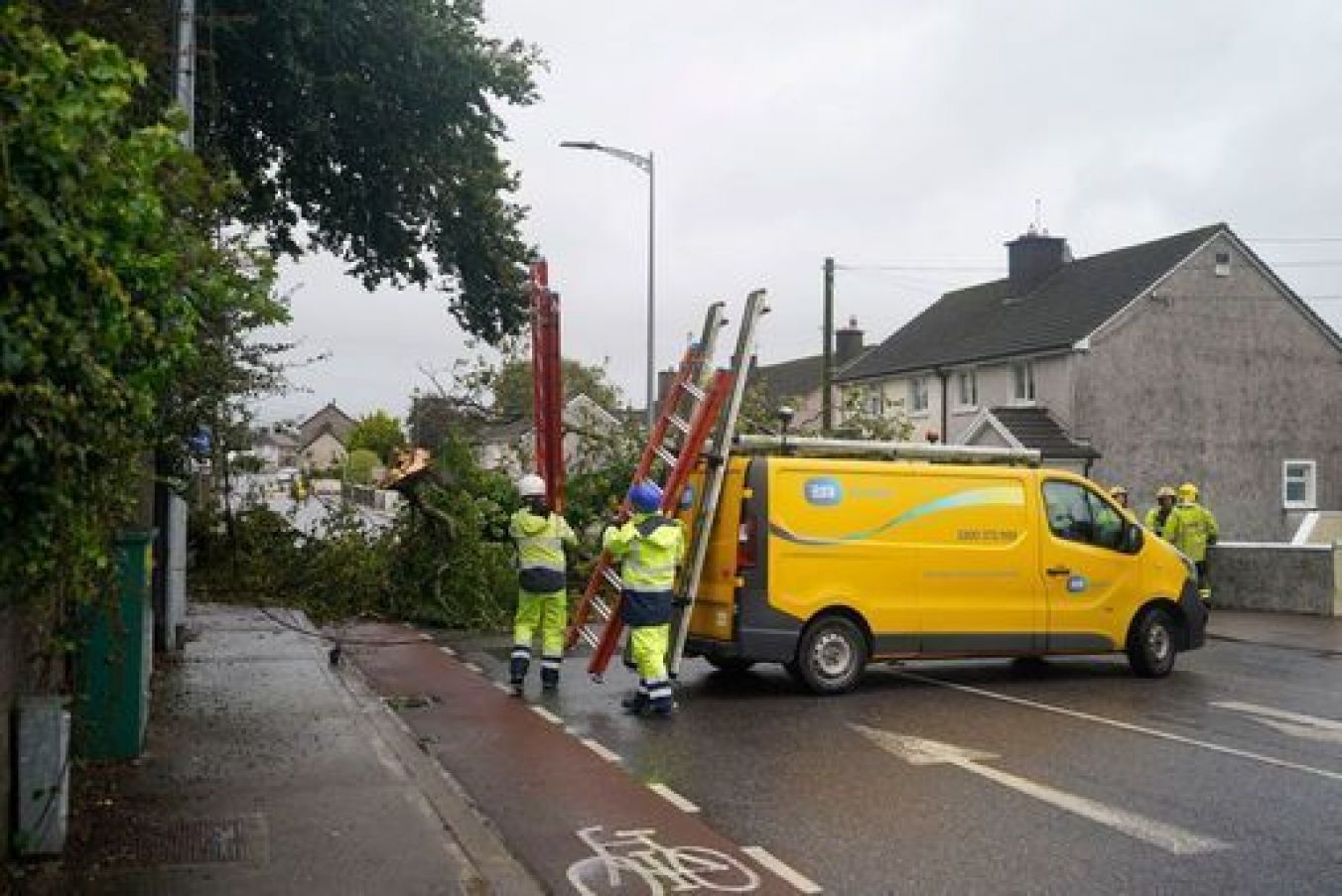 Emergency Services At The Scene Of A Fallen Tree Near Blackrock In Cork.