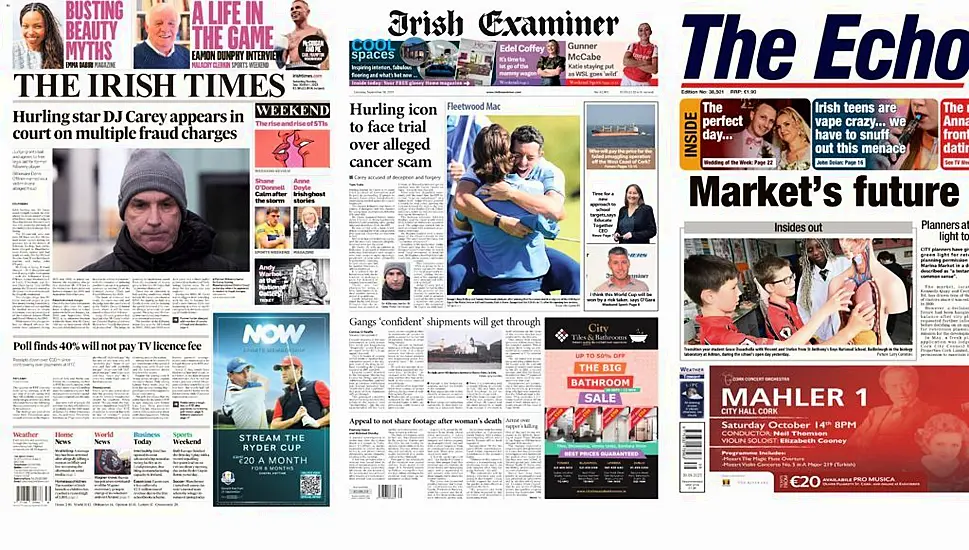 What The Papers Say: Saturday's Front Pages