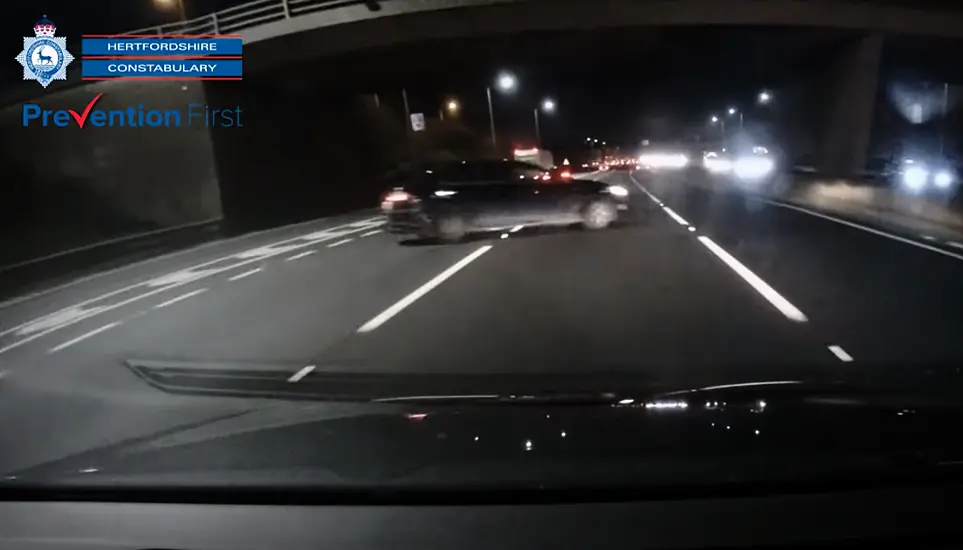 Video Shows Driver Losing Control And Swerving Across Busy Motorway Before Crashing Twice