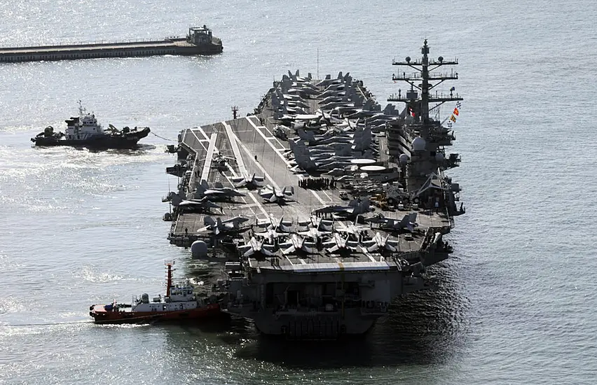 Us Aircraft Carrier Arrives In South Korea As Kim Jong Un And Putin Talk