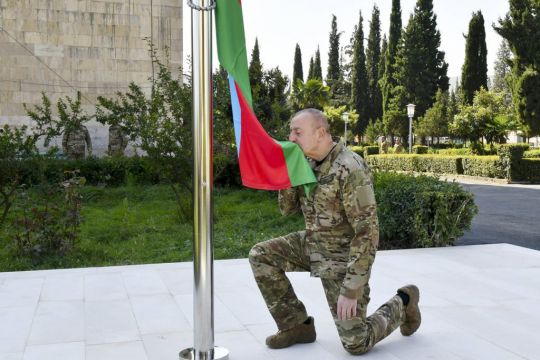 Azerbaijan’s President Raises Nation’s Flag In Former Breakaway Region’s Capital