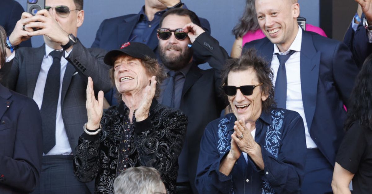 Mick Jagger and Ronnie Wood attend 'El Clasico' Spanish football