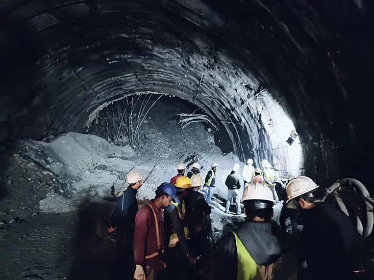 Rescuers Dig To Reach 40 Workers Trapped In Collapsed Road Tunnel In India