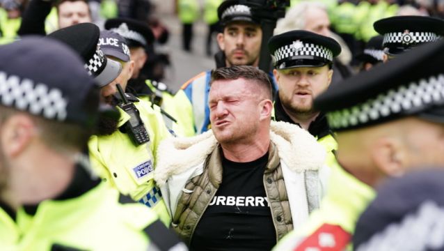 Tommy Robinson Sprayed By Police During Arrest At March Against Antisemitism
