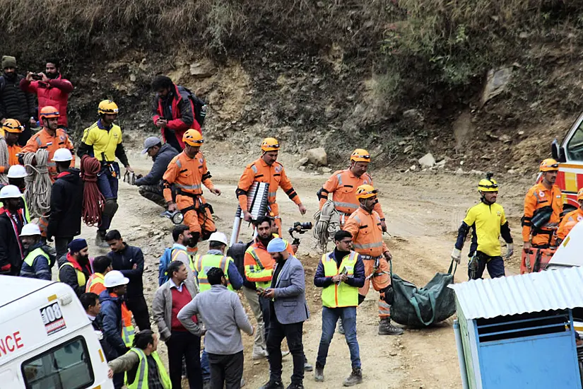 Indian Rescuers Begin Helping 41 Workers Out Of Collapsed Road Tunnel