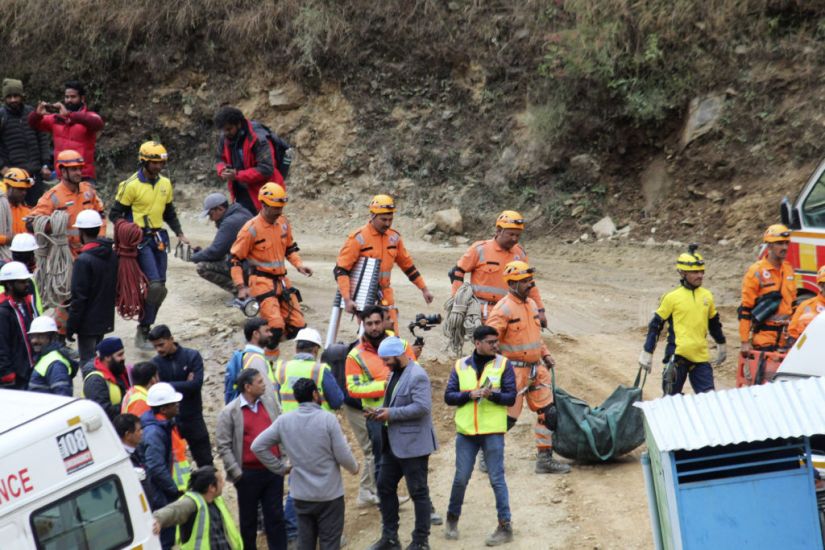 Indian Rescuers Begin Helping 41 Workers Out Of Collapsed Road Tunnel