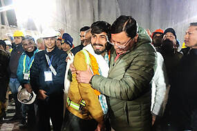 41 Workers Emerge After 17 Days Trapped In Collapsed Indian Road Tunnel