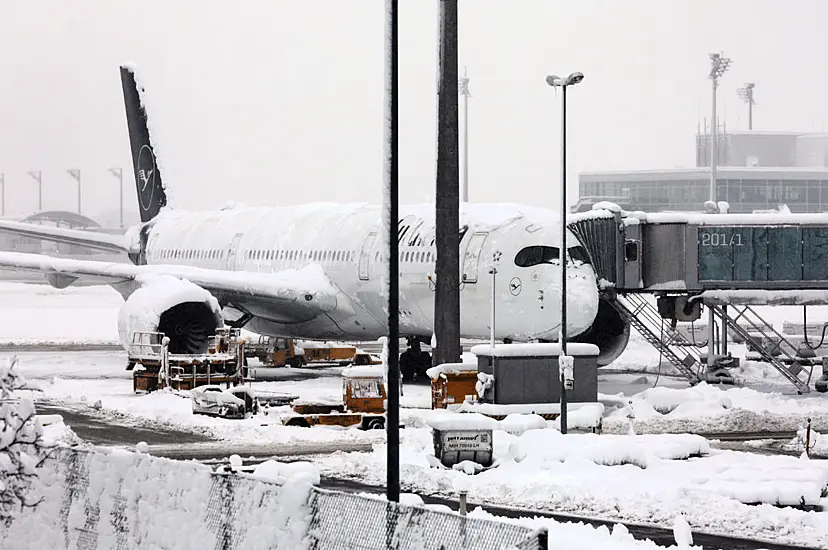 Snowstorm Brings Munich Airport To Standstill And Hits Travel In Central Europe