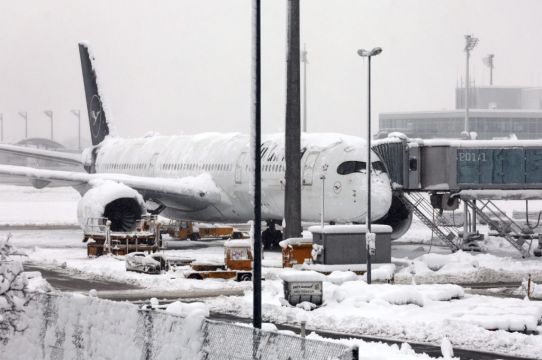 Snowstorm Brings Munich Airport To Standstill And Hits Travel In Central Europe