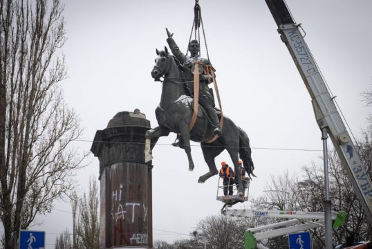 Soviet-Era Statue Of Red Army Commander Taken Down In Kyiv