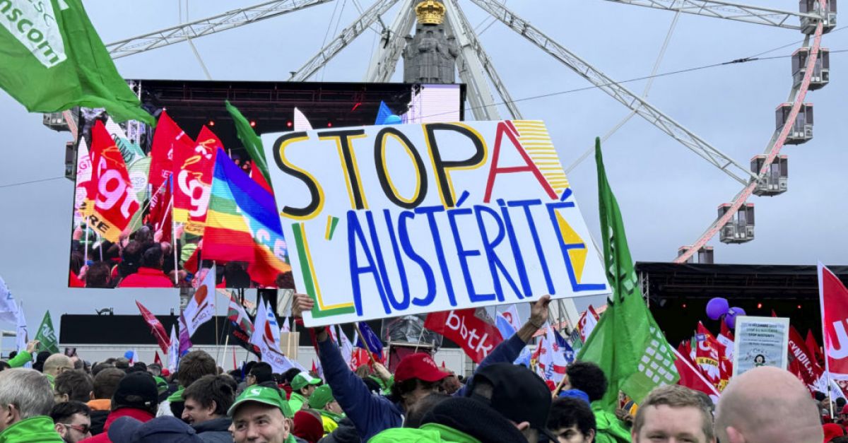 Хиляди се присъединиха към протеста в Брюксел, призоваващ за по-добри заплати и обществени услуги
