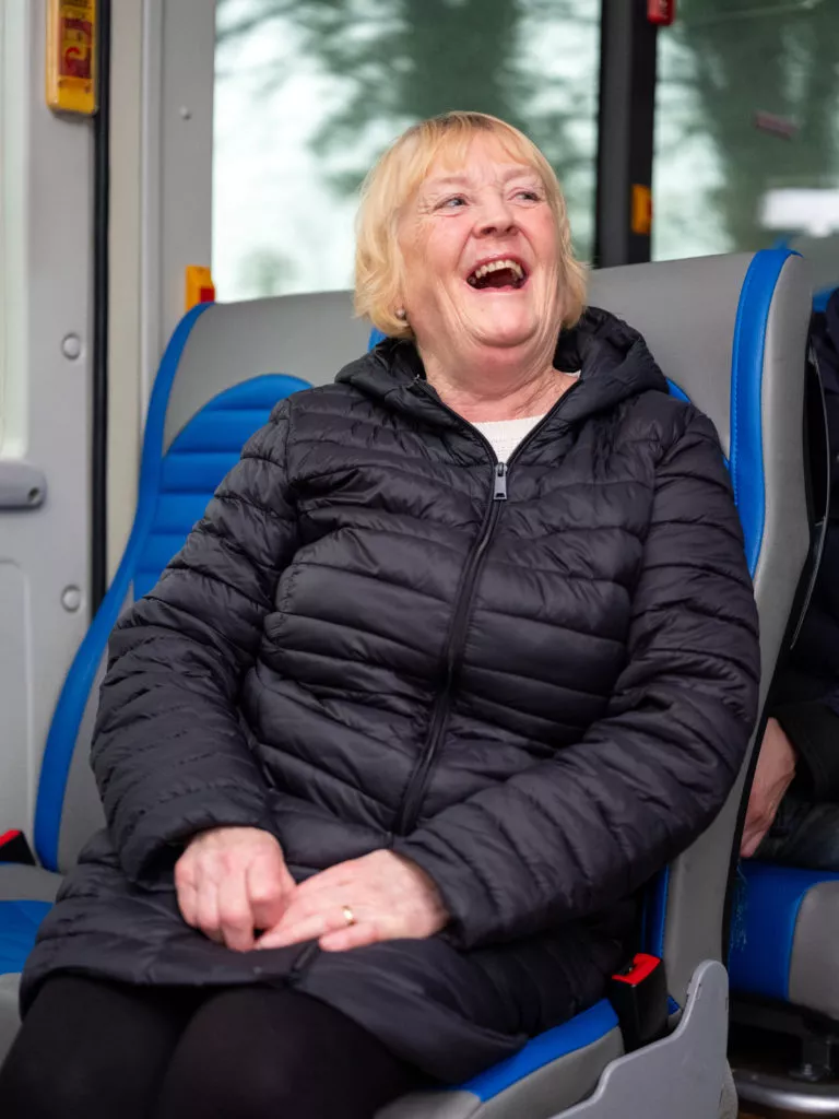 Noreen Coghlan, a passenger on the TFI Local Link Cavan Monaghan, a new bus service, which will improve connectivity, between Shercock and Dundalk.