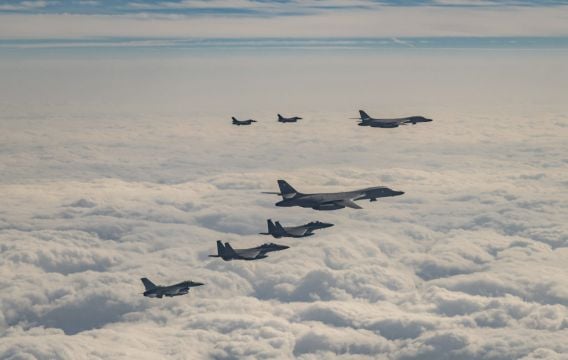 Us Flies Bomber As Part Of Joint Drills With South Korea And Japan