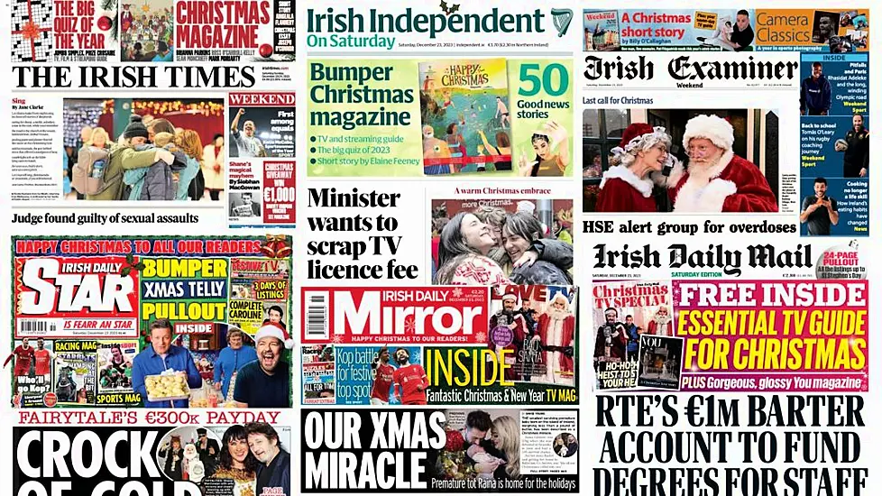 What The Papers Say: Saturday's Front Pages